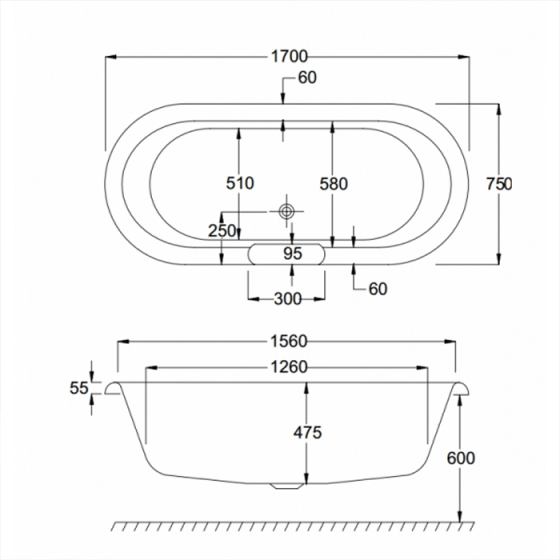 ΜΠΑΝΙΕΡΑ ΕΛΕΥΘΕΡΗΣ ΤΟΠΟΘΕΤΗΣΗΣ ΑΚΡΥΛΙΚΗ CARRON ASCOLI 170x75